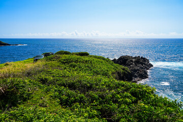 Fototapeta premium Lush peninsula near Maalo Gulch along the Piilani Highway in the southeast of Maui island, Hawaii