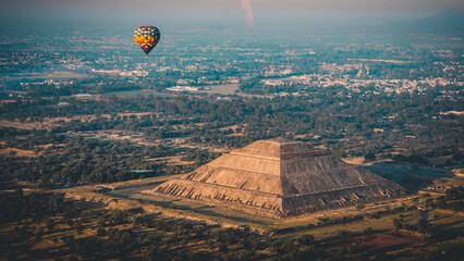 view of the air balloon and pyramid