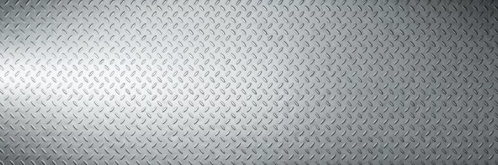 Foto auf Acrylglas Diamond plate metal background. Brushed metallic texture. 3d rendering © Thaut Images