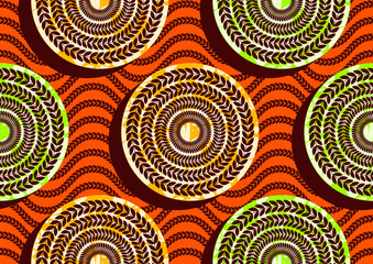 Ivy circle pattern african textile art curvy zig zag, textile art, fashion background artwork for print, vector file eps10.