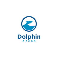 Fototapeta premium simple dolphin jump in circle logo design modern concept