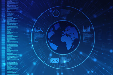 Binary Code Background, Digital Abstract technology background, flowing number one and zero text in binary code format in technology background. Internet Big data Concept