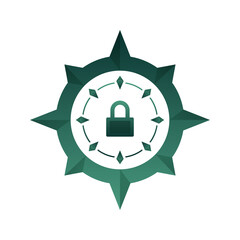 lock compass logo element design template icon