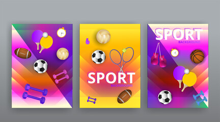 Sports equipment, gym training and activity ad, luxury realistic vector