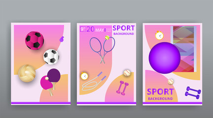 Sports equipment, gym training and activity ad, luxury realistic vector