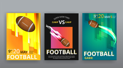 football competition vector flyer template, realistic American football equipment