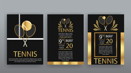 Tennis  flyer vector template, ball and racquet,