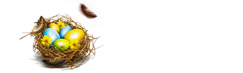 Beautiful Easter background with colorful Easter eggs