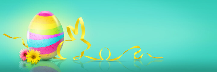 Beautiful Easter background with colorful Easter eggs. 3d illustration