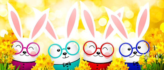 Funny Easter bunny. Happy Easter holiday concept. 3d illustration