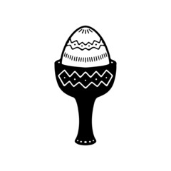 A cute Easter egg in a stand on a high leg in doodle style for various types of decoration, postcards, stickers. 