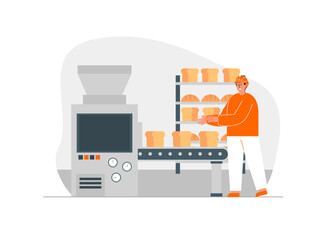 Finished goods will be placed on storage racks. The goods are neatly arranged on rack. Ai vector illustration