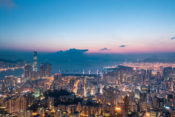 Obraz premium Night of Kowloon District, Hong Kong