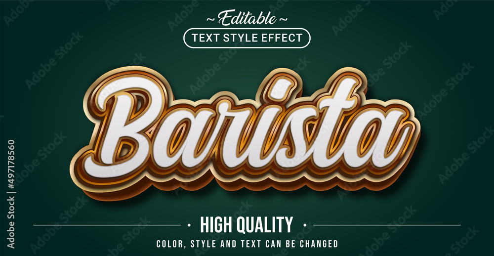 Poster Editable text style effect - Barista text style theme.