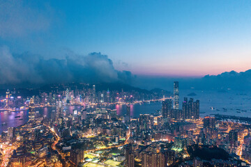 Obraz premium Aerial view of City, Kowloon, Hong Kong, Asia