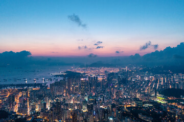 Fototapeta premium Aerial view of City, Kowloon, Hong Kong, Asia