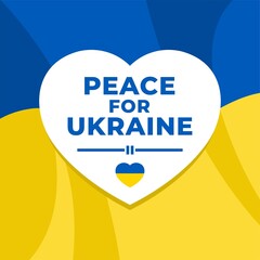 peace for ukraine with ukraine flag and heart shape. support ukraine vector design.