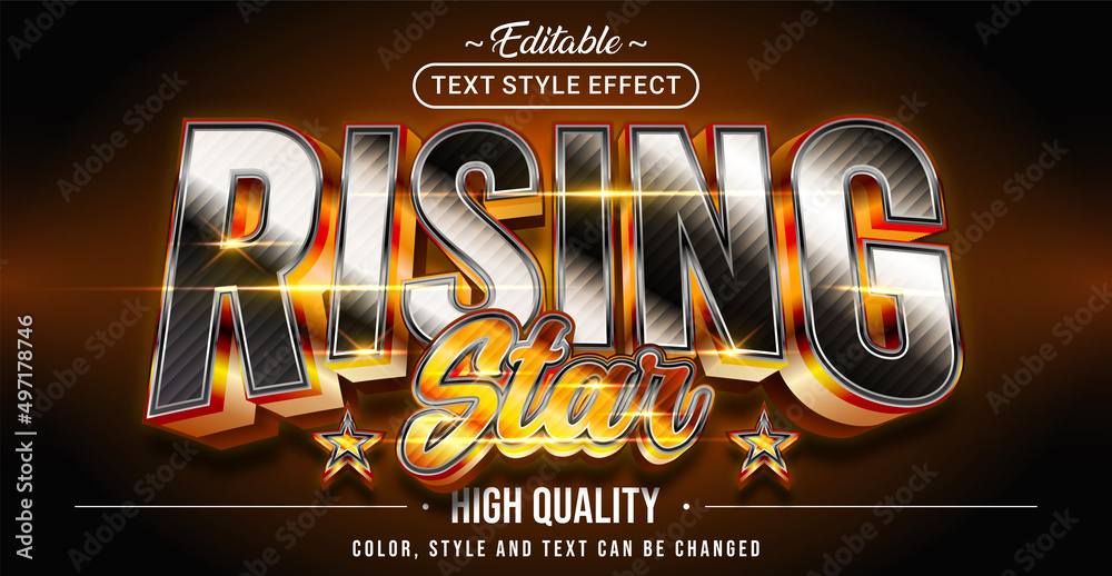 Poster editable text style effect - rising star text style theme.