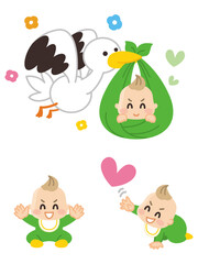 赤ちゃんバリエーション　出産　育児　コウノトリ