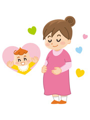 妊婦の女性　妊娠　出産　赤ちゃん　母親