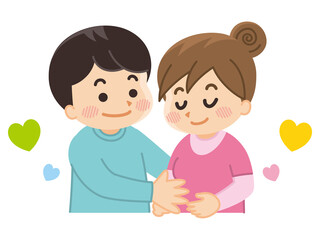 妊娠を喜ぶ若い夫婦　妊娠　出産