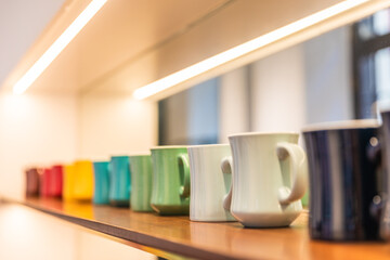 Close up Cups on shelf in store