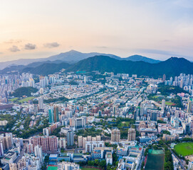 Fototapeta na wymiar Sunset of Kowloon, cityscape of Hong Kong