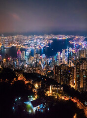 Fototapeta premium 13 Sept 2019 - Hong Kong: Victoria Harbour, Hong Kong cityscape at night