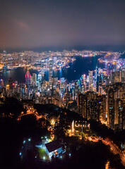 Obraz premium 13 Sept 2019 - Hong Kong: Victoria Harbour, Hong Kong cityscape at night