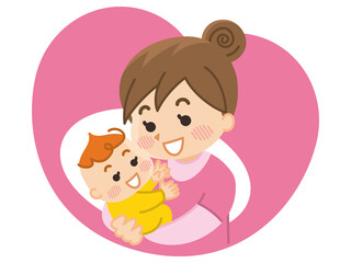 赤ちゃんと母親のアイコン　出産　育児