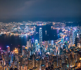 Victoria Harbour, Hong Kong cityscape at night