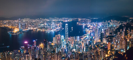 Fototapeta na wymiar Victoria Harbour, Hong Kong cityscape at night