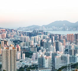 Naklejka premium 22 Sept 2019 - Hong Kong: Cityscape of downtown, Kowloon, Hong Kong, Daytime