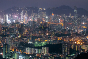 Iconic view of cityscape of Hong Kong at night