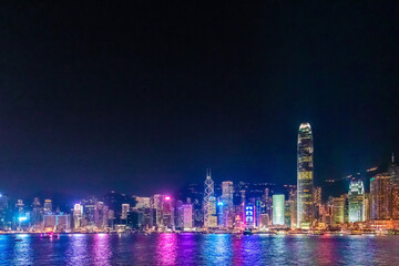 Fototapeta premium Hong Kong Night View, Victoria Harbour