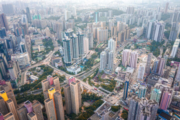 Fototapeta na wymiar Aerial View of Urban district, Kowloon, Hong Kong