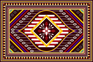 Abstract geometric ethnic pattern design. Aztec fabric carpet mandala ornament ethnic chevron textile decoration wallpaper. Tribal boho native ethnic traditional embroidery vector background 