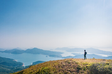 Obraz premium Man on highland, mountain, countryside, Sai Kung