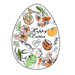 Isolated vector illustration of an Easter egg in patterns. Easter egg line as a logo, blank for designers, print, element