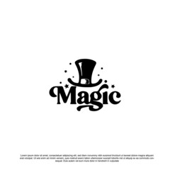Magic lettering and magician hat logo design