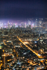 Fototapeta na wymiar Famous Urban Night scenic of Kowloon Downtown, Hong Kong