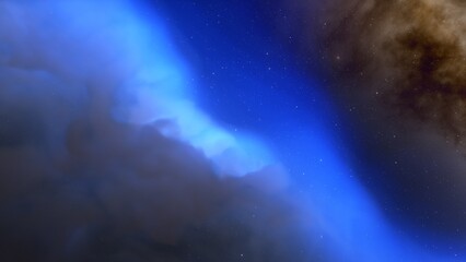 Bright galaxy nebula in cosmos 3d render	
