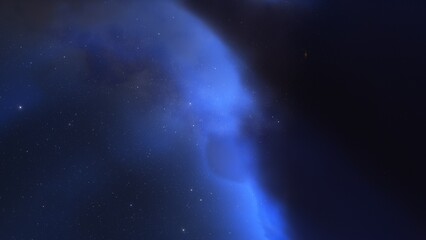 Naklejka na ściany i meble Bright galaxy nebula in cosmos 3d render 