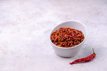 Slices of dry red pepper