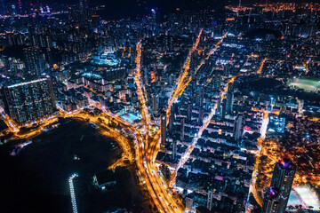 cyperpunk cityscape of urban area, Hong Kong