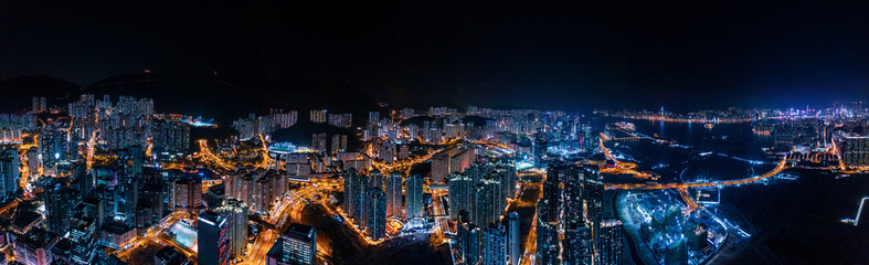 Fototapeta na wymiar cyperpunk cityscape of urban area, Hong Kong