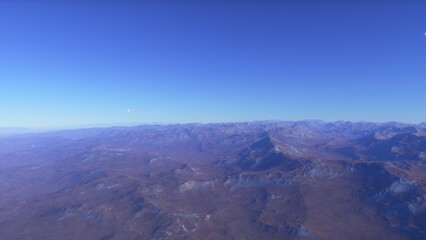 alien planet landscape sci fi spatial background, view from planet surface with spectacular sky, realistic digital illustration