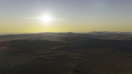 alien planet landscape sci fi spatial background, view from planet surface with spectacular sky, realistic digital illustration