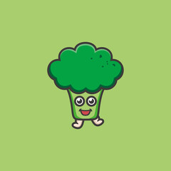 Cute broccoli vegetable character mascot logo Design
