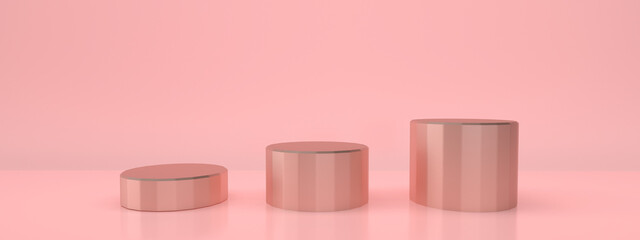 Empty pink podium pink background 3d rendering 